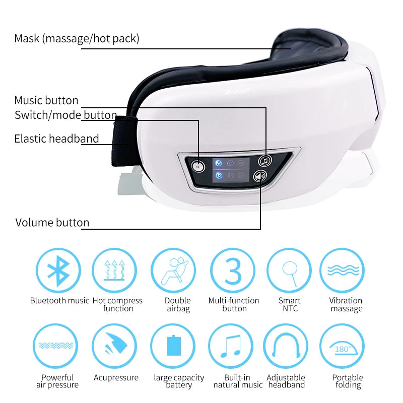 Eye Massager with Heat Smart Airbag Vibration Bluetooth Music Eye Massage