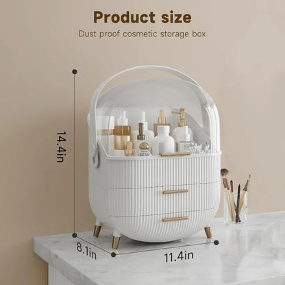 Waterproof Cosmetics Skincare Organizer for Vanity, Portable Makeup Storage Box