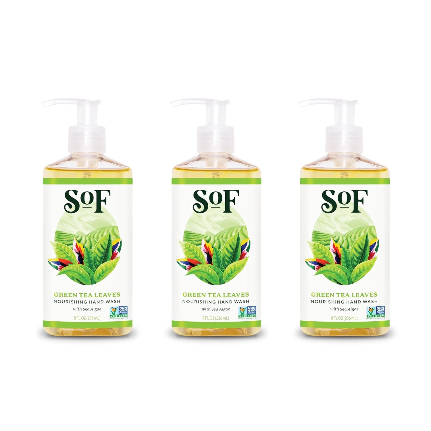 Green Tea Clean Hand Wash Clean Body Care | Moisturizing Liquid Hand Soap with Mediterranean Sea Algae | 8 Oz Pump Bottle – 3 Pack